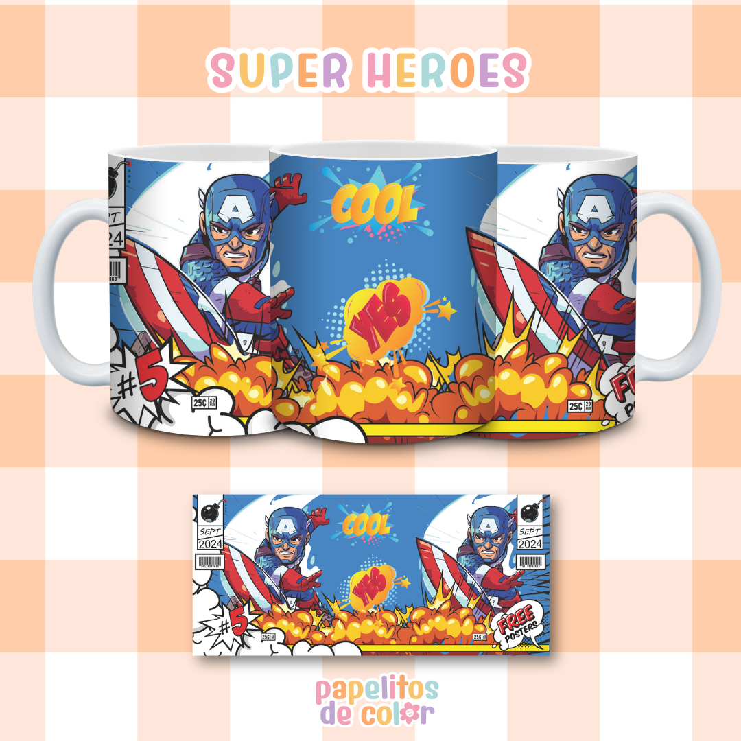 ☕🦸‍♂️ Diseños para Tazas – Super Héroes ⚡💥