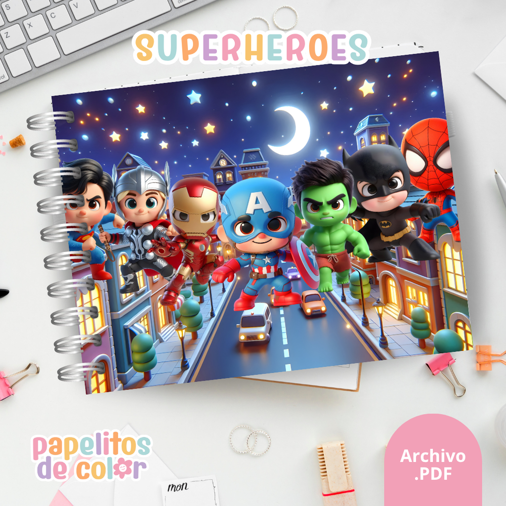 🎨 Libro para Pintar de Superhéroes 🦸‍♂️🦸‍♀️⚡