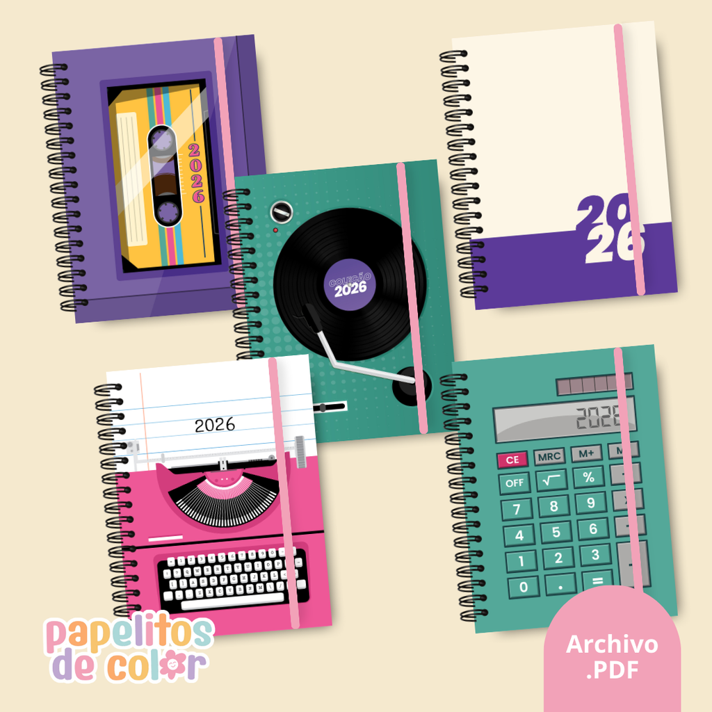 Pack 25 Portadas Agendas – Retro A5