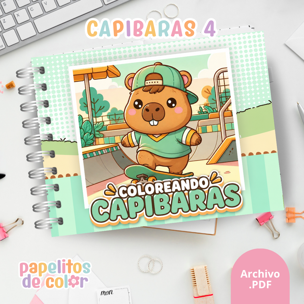 🎨 Libro para Pintar de Capibaras Vol. 4 🦫🌸✨
