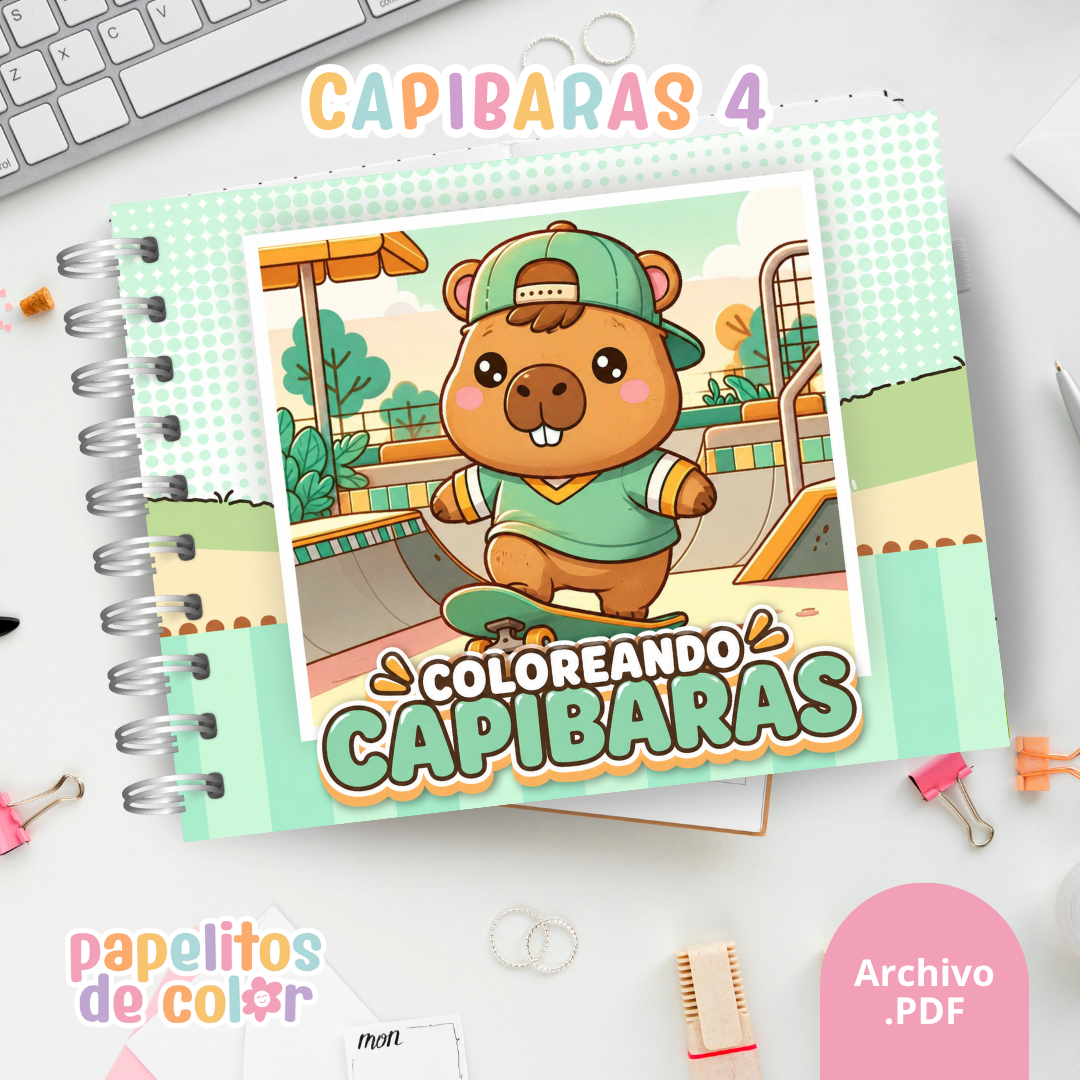 🎨 Libro para Pintar de Capibaras Vol. 4 🦫🌸✨