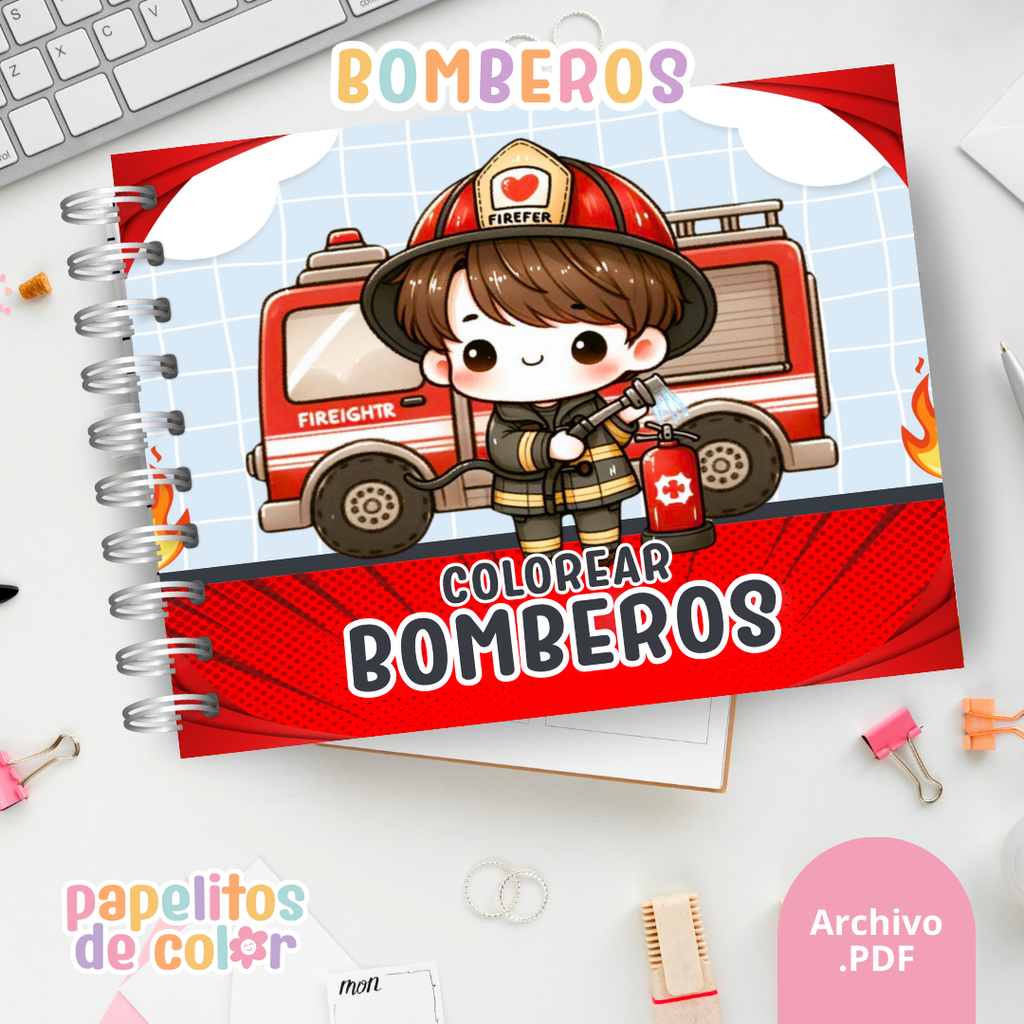 🚒🎶 Libro para pintar Bomberos 🔥🎨