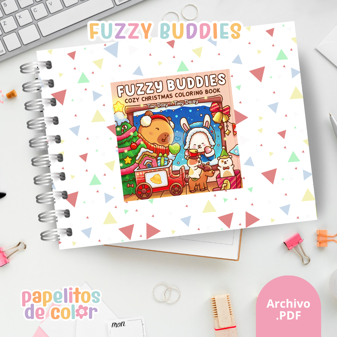 🧸🌈 Libro para Pintar Fuzzy Buddies ✨🎨