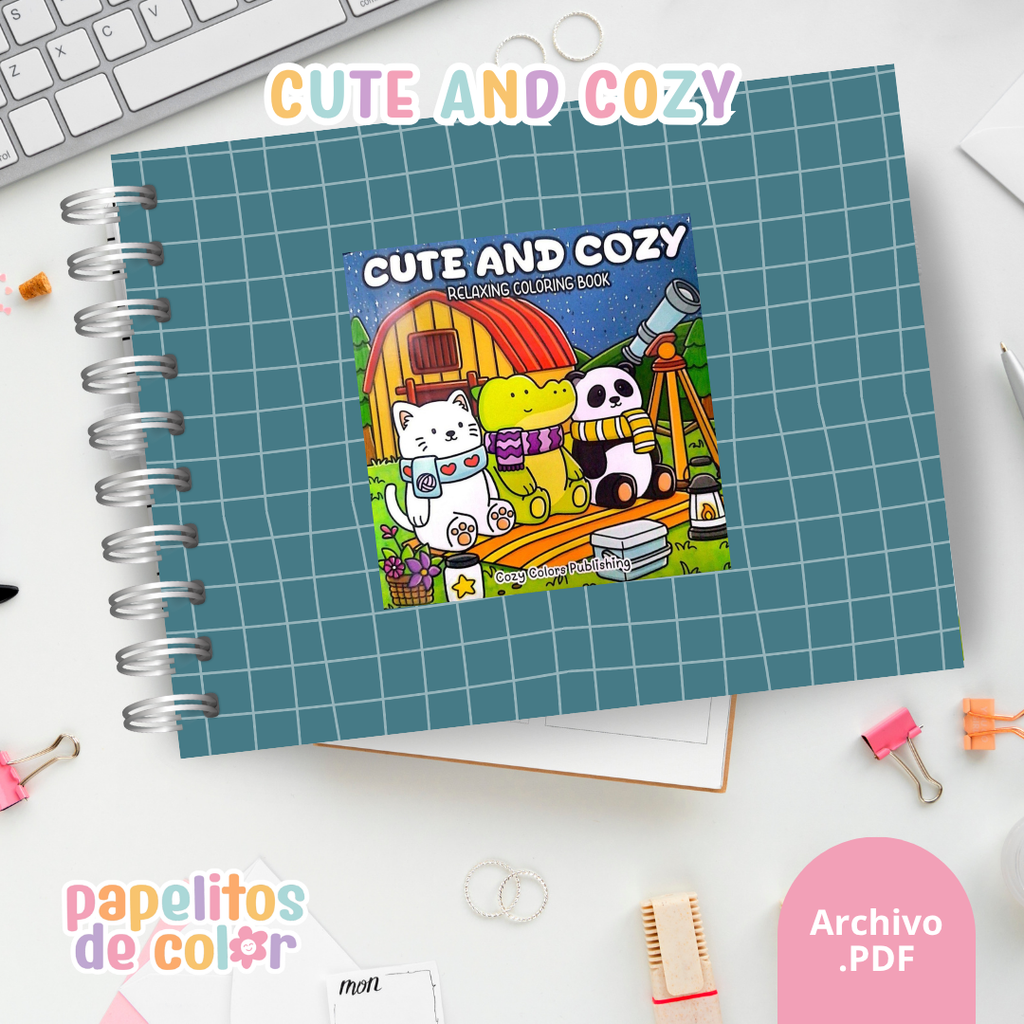 🎨💖Libro para pintar Cute & Cozy 🧸🕯️✨