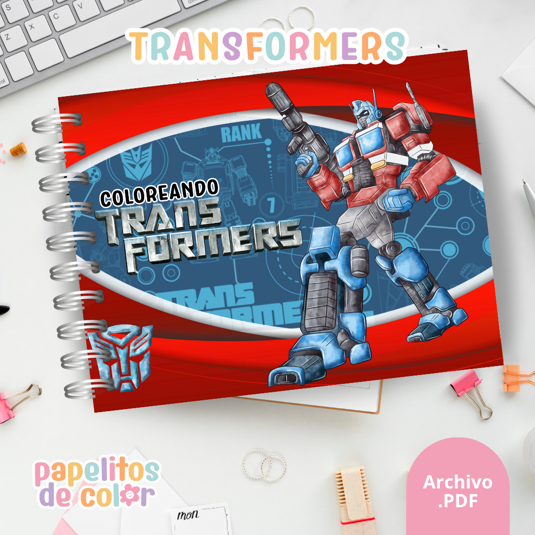 🤖🎶 Libro para pintar Transformers ⚡🎨