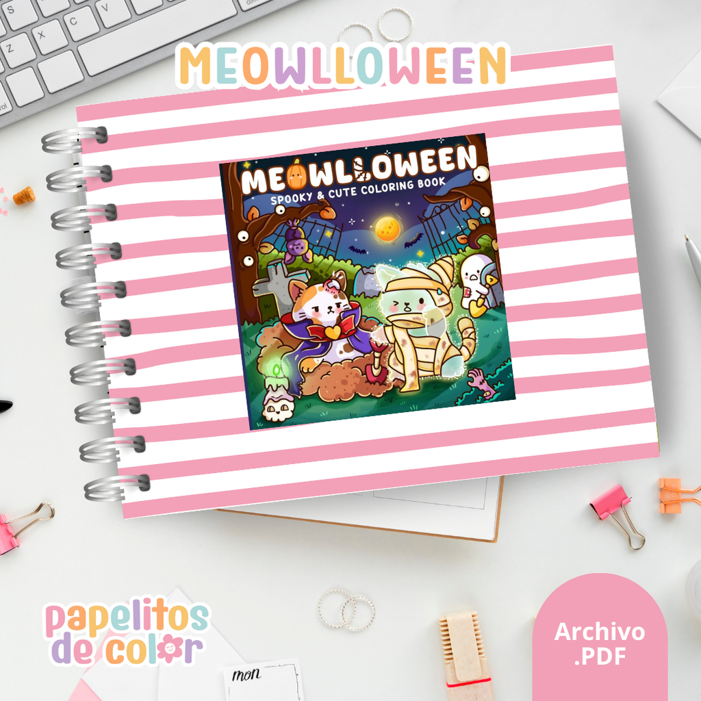 🎃🐱 Libro para Pintar Meowlloween ✨