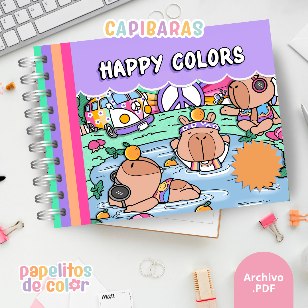 🦫 Cuaderno para Pintar Happy Capibaras✨