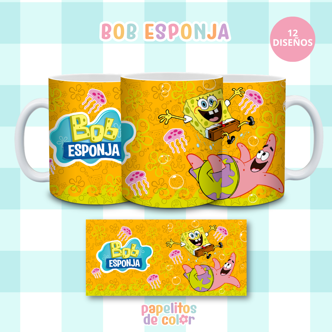 ☕🍍 Diseños para Tazas Bob Esponja ✨🫧