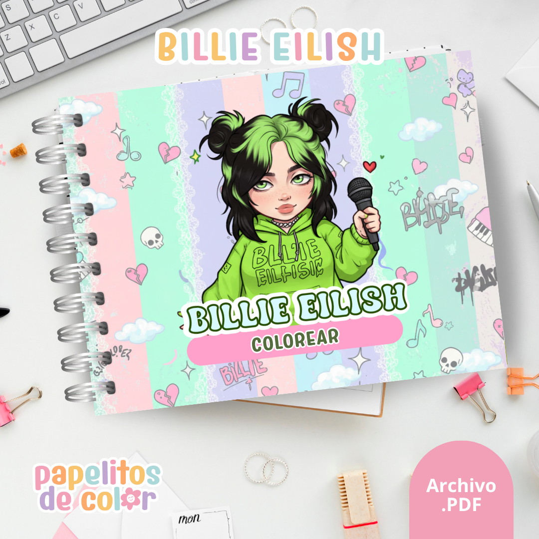 🖤🎶 Libro para pintar Billie Eilish 🎤🎨