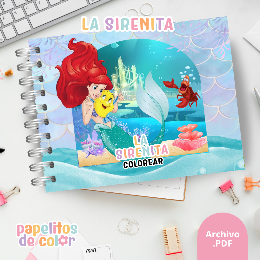 🧜‍♀️🌊 Cuaderno para pintar La Sirenita 🌊🧜‍♀️