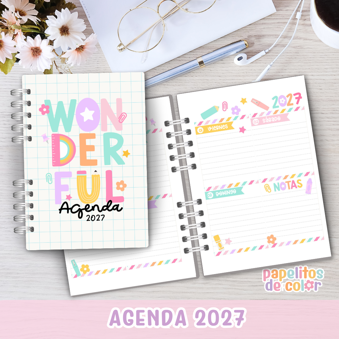 🎀📅 Agenda Wonderful - Semanal 2027 ✨💖