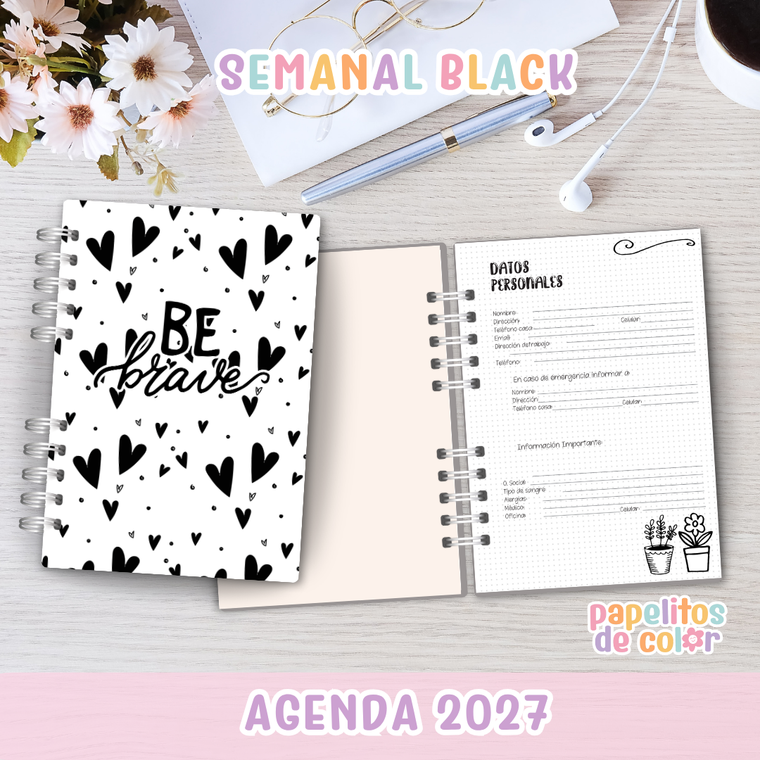 🖤 Agenda Black 2027  - Semanal 🖤