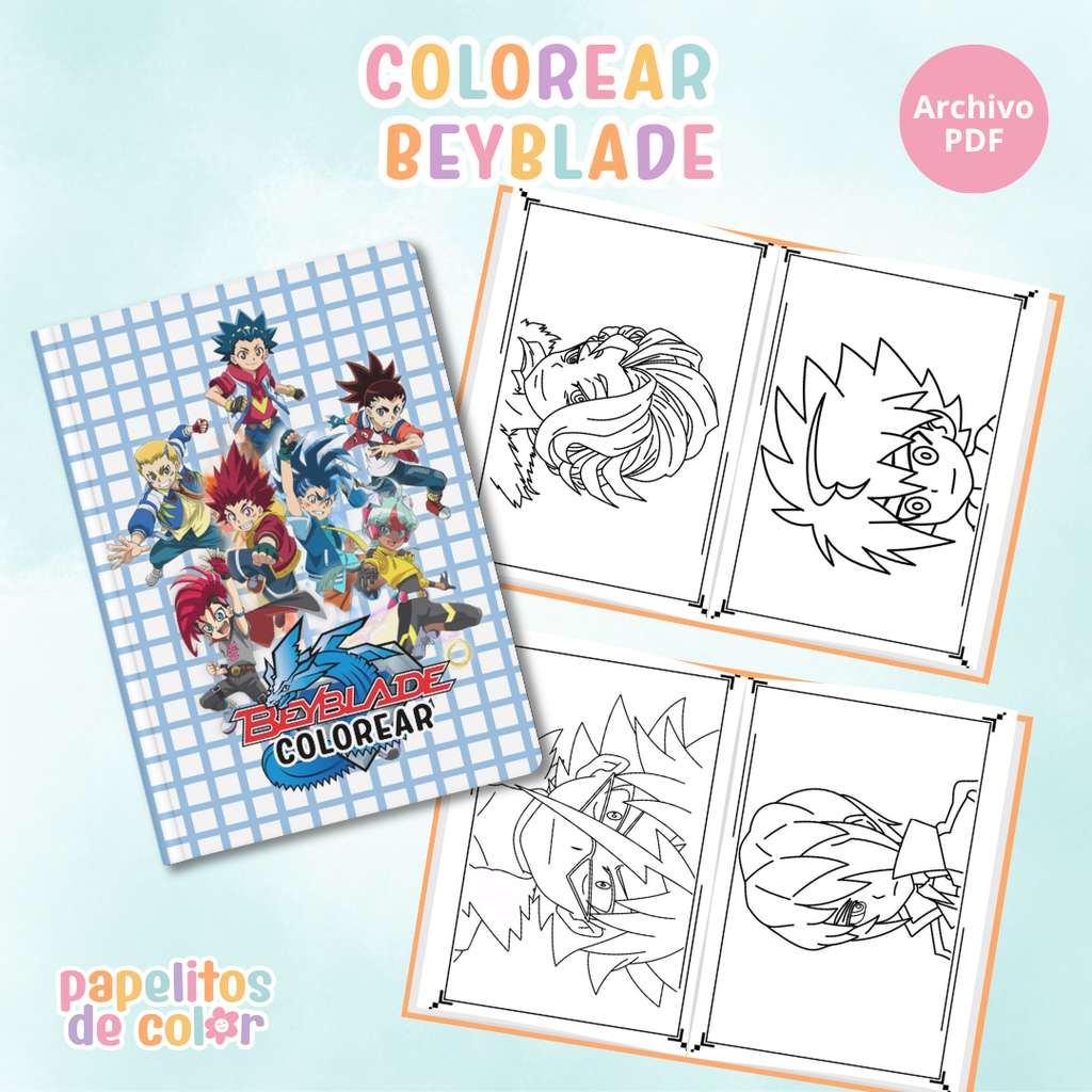 🌀 Libritos para Colorear A6 – Beyblade (Abrochados)