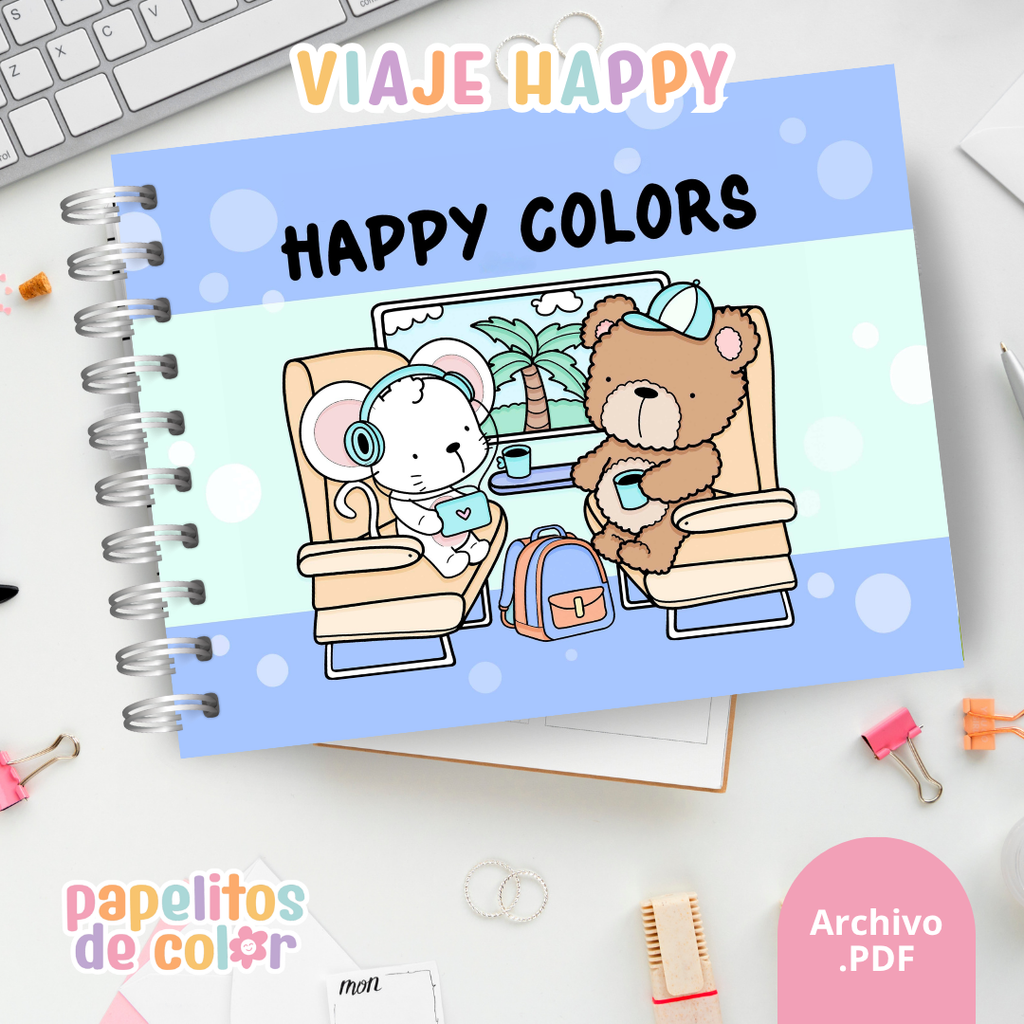 🌈✈️ Libro para pintar Viaje Happy Colors ✈️🌈