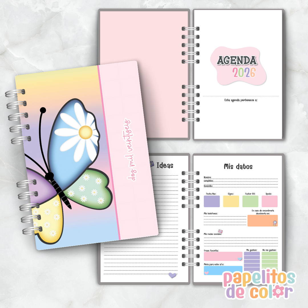 Agenda Uau 2026 – 2 Días por Hoja 🌸📔✨