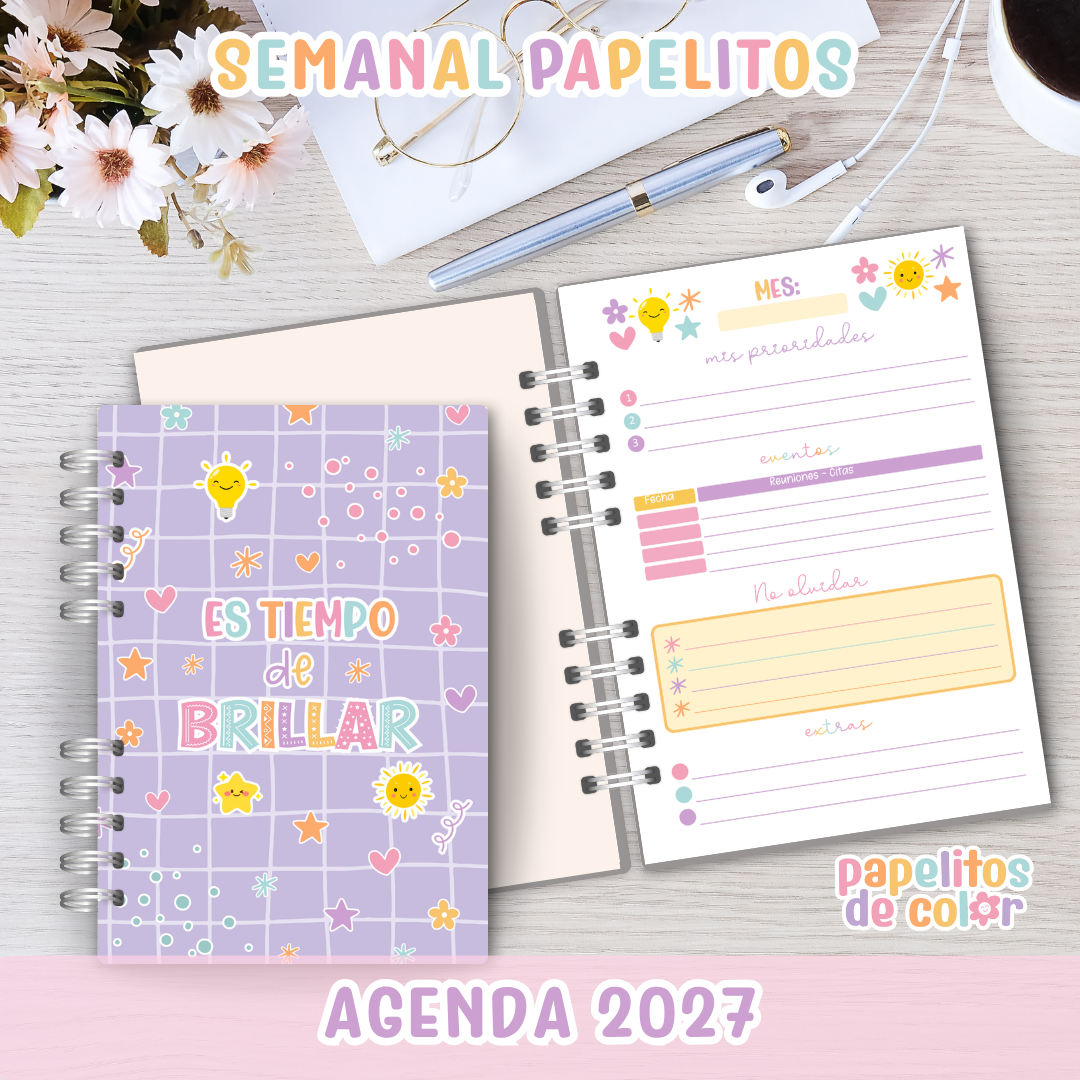 🩷Agenda Papelitos 2027 - Semanal⭐