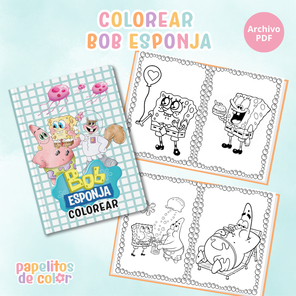 🧽 Libritos para Colorear A6 – Bob Esponja (Abrochados)