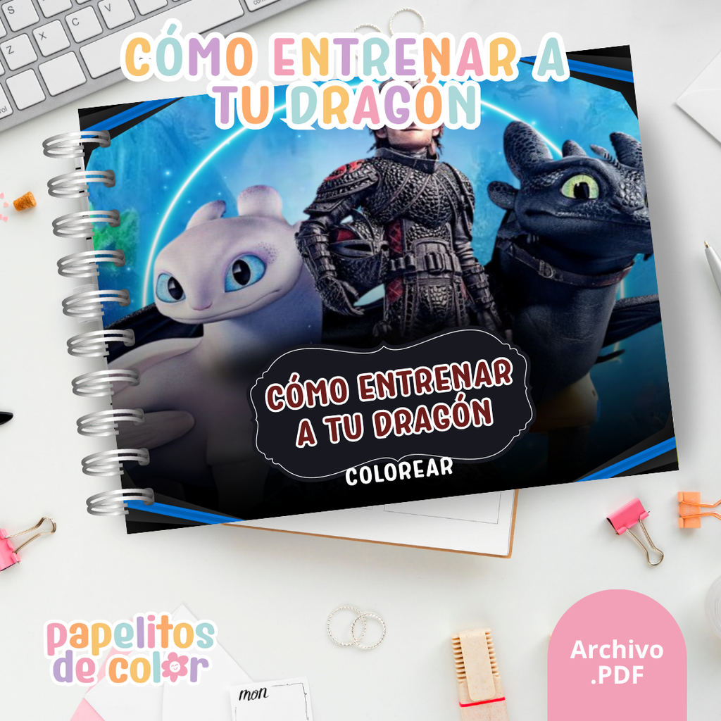 🐉 Libro para pintar Cómo entrenar a tu dragón 🐉