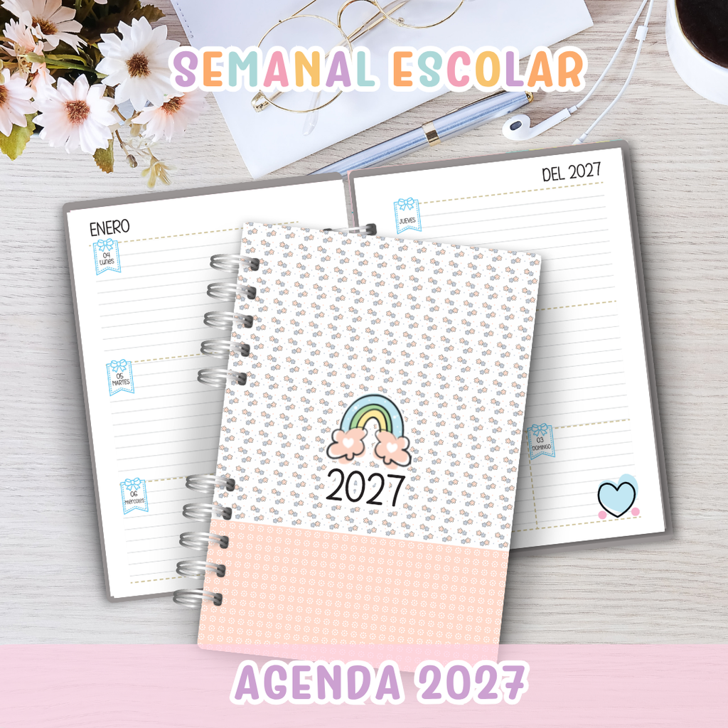 🎒 Agenda Escolar - Semanal 2027 ✨