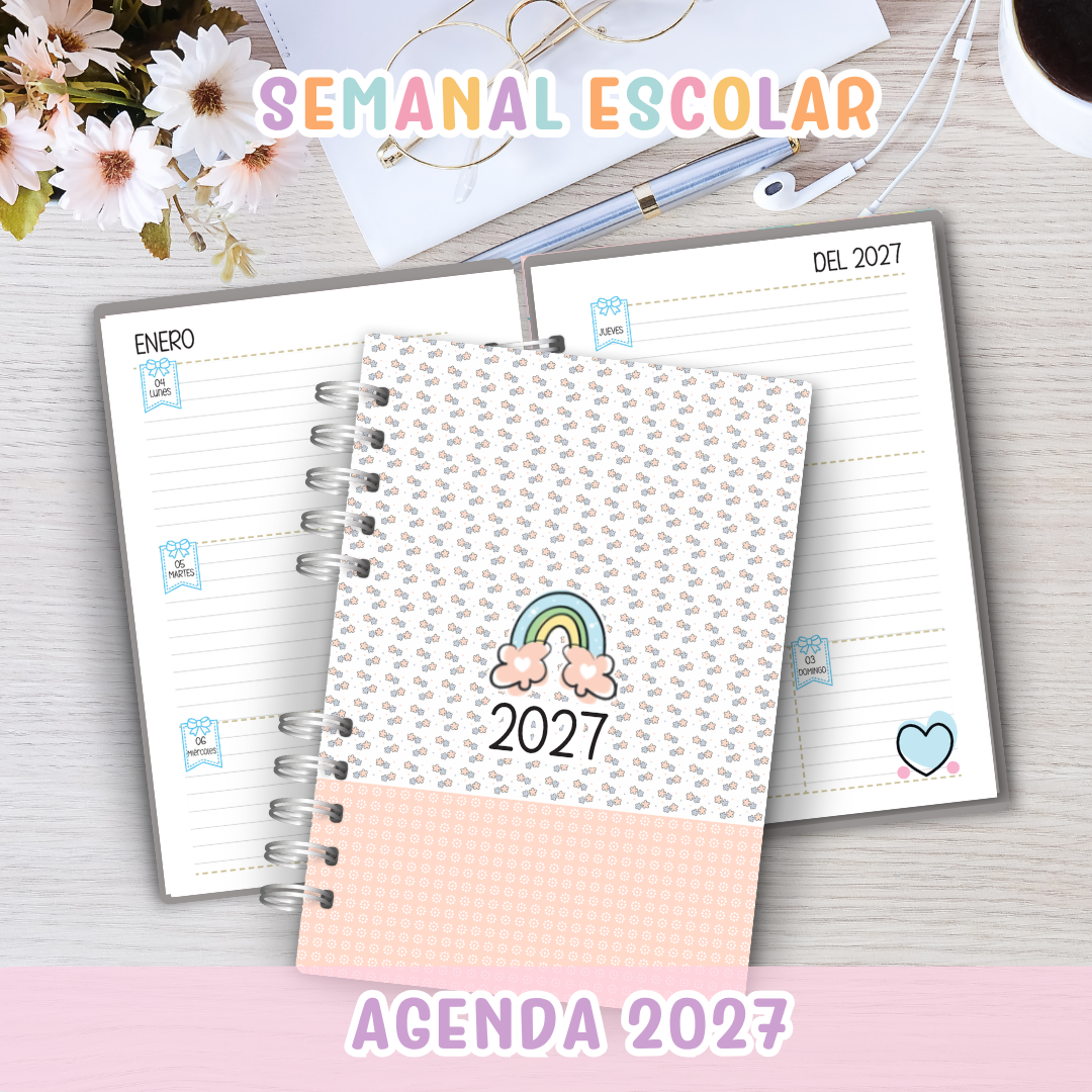 🎒 Agenda Escolar - Semanal 2027 ✨