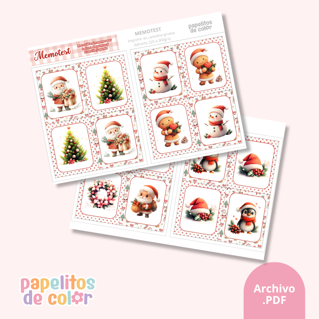🎄 Memotest Navideño para Imprimir