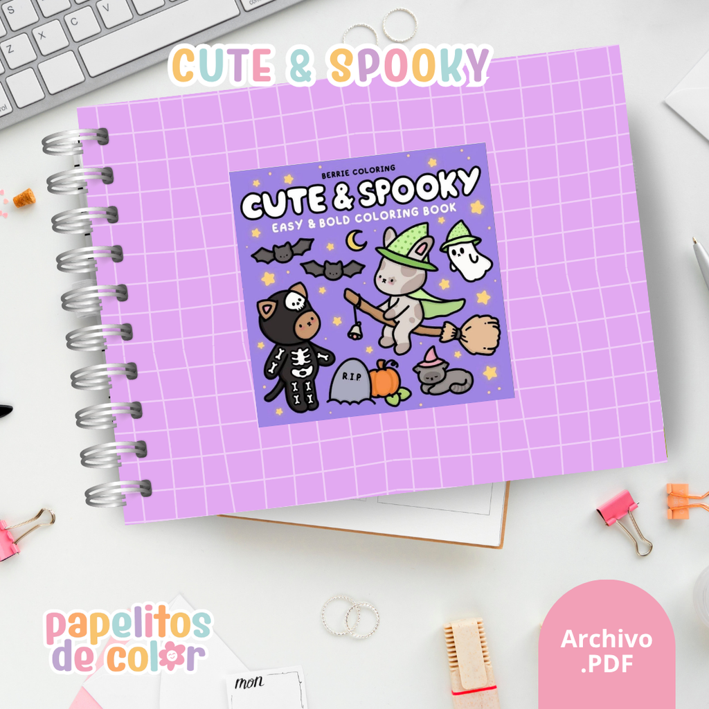👻✨ Libro para Pintar Cute & Spooky 🎨🖤