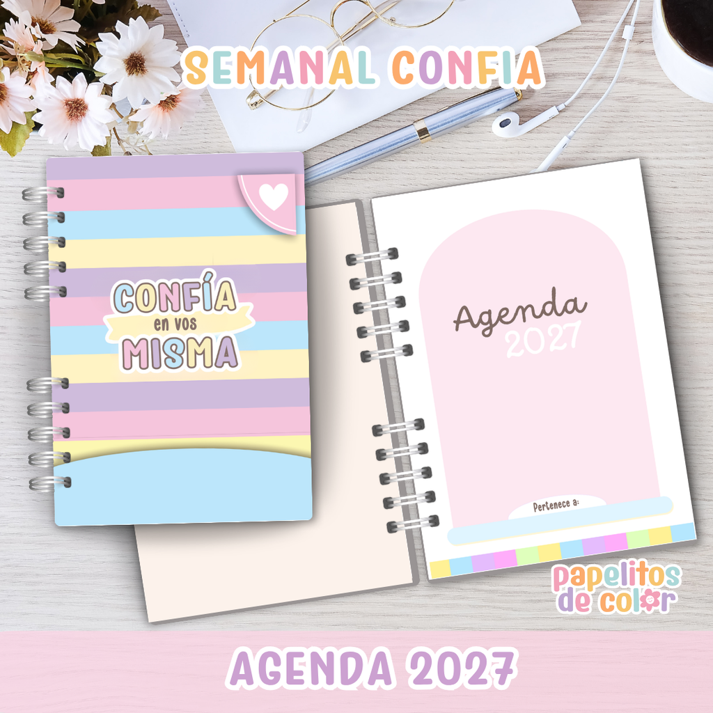 🌸 Agenda Confía - Semanal 2027 🌸