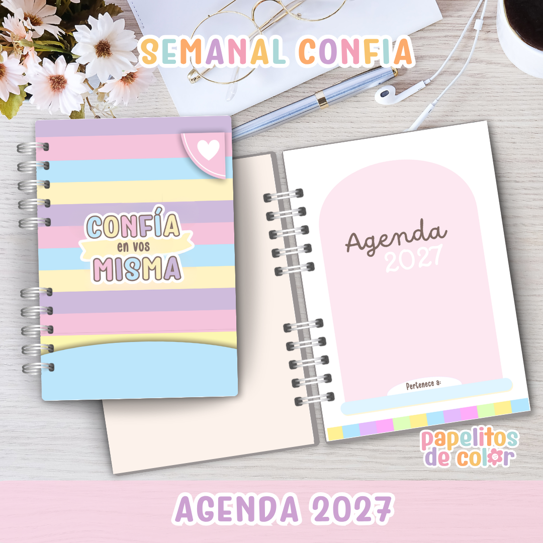 🌸 Agenda Confía - Semanal 2027 🌸