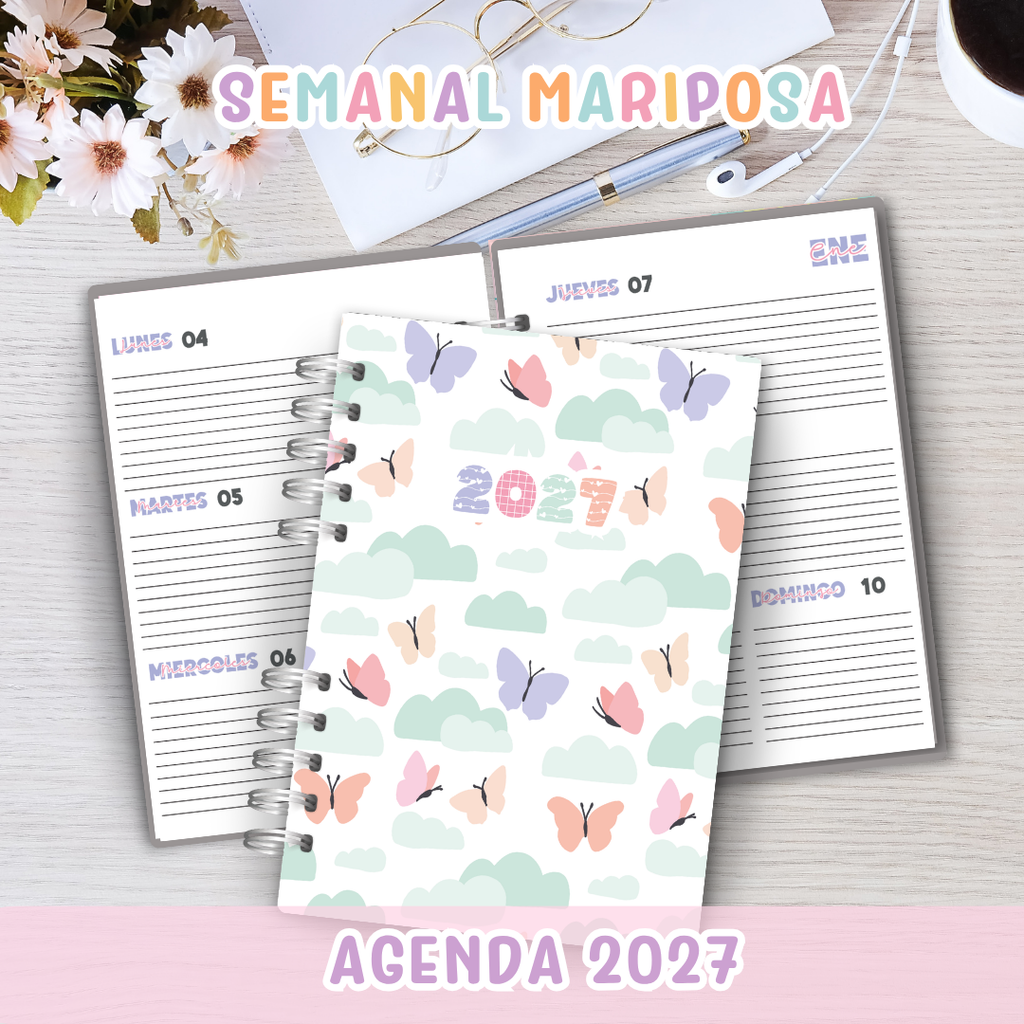 🦋 Agenda Semanal Mariposa 2027 ✨