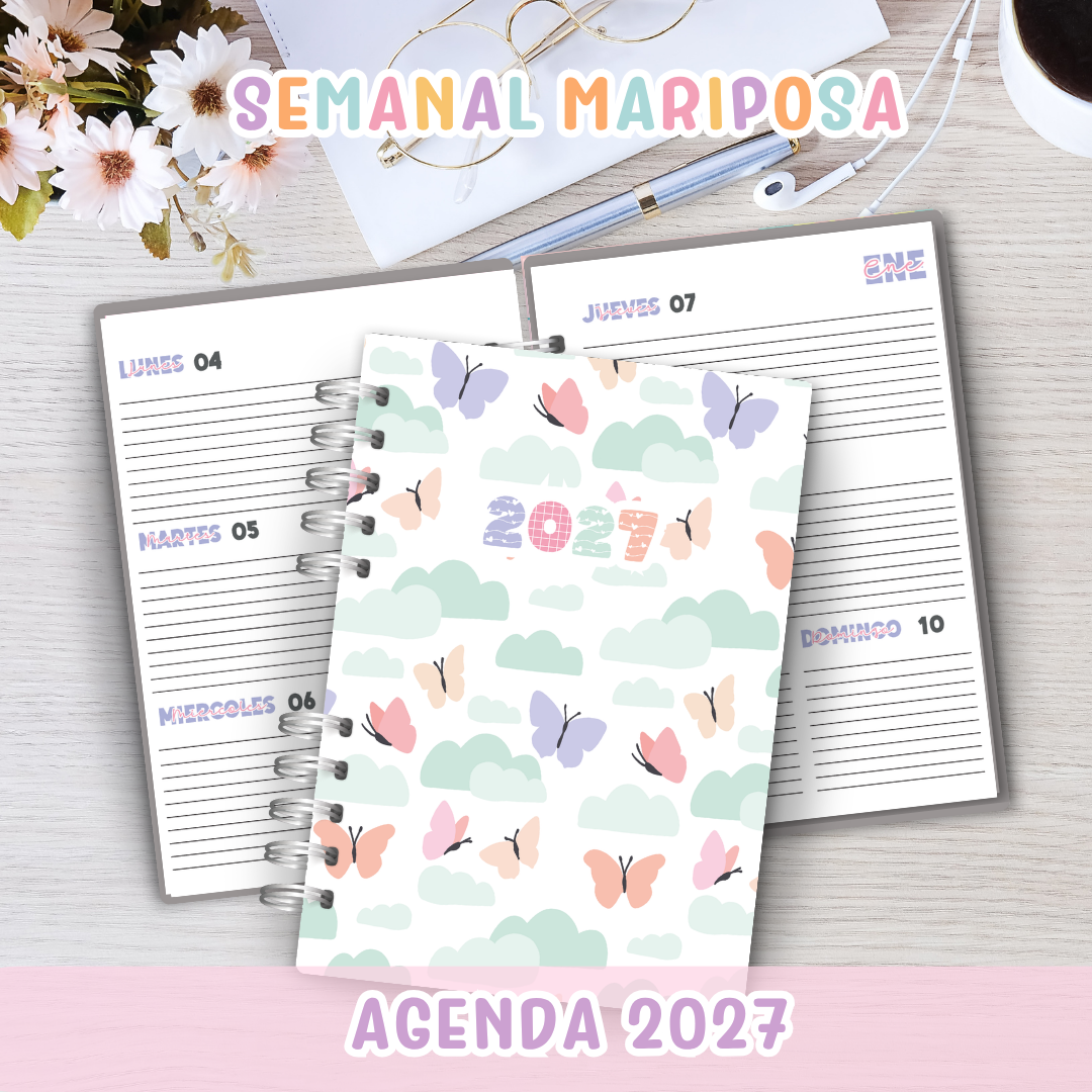 🦋 Agenda Semanal Mariposa 2027 ✨
