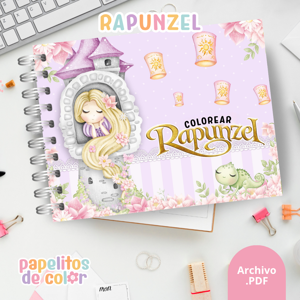 💜🌸 Libro para pintar Rapunzel 🌸💜
