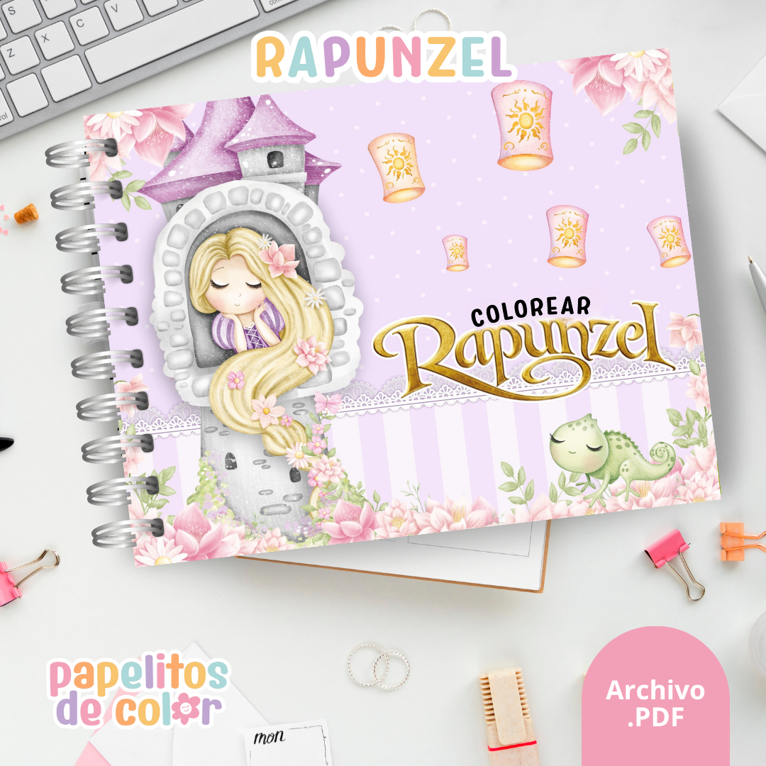 💜🌸 Libro para pintar Rapunzel 🌸💜