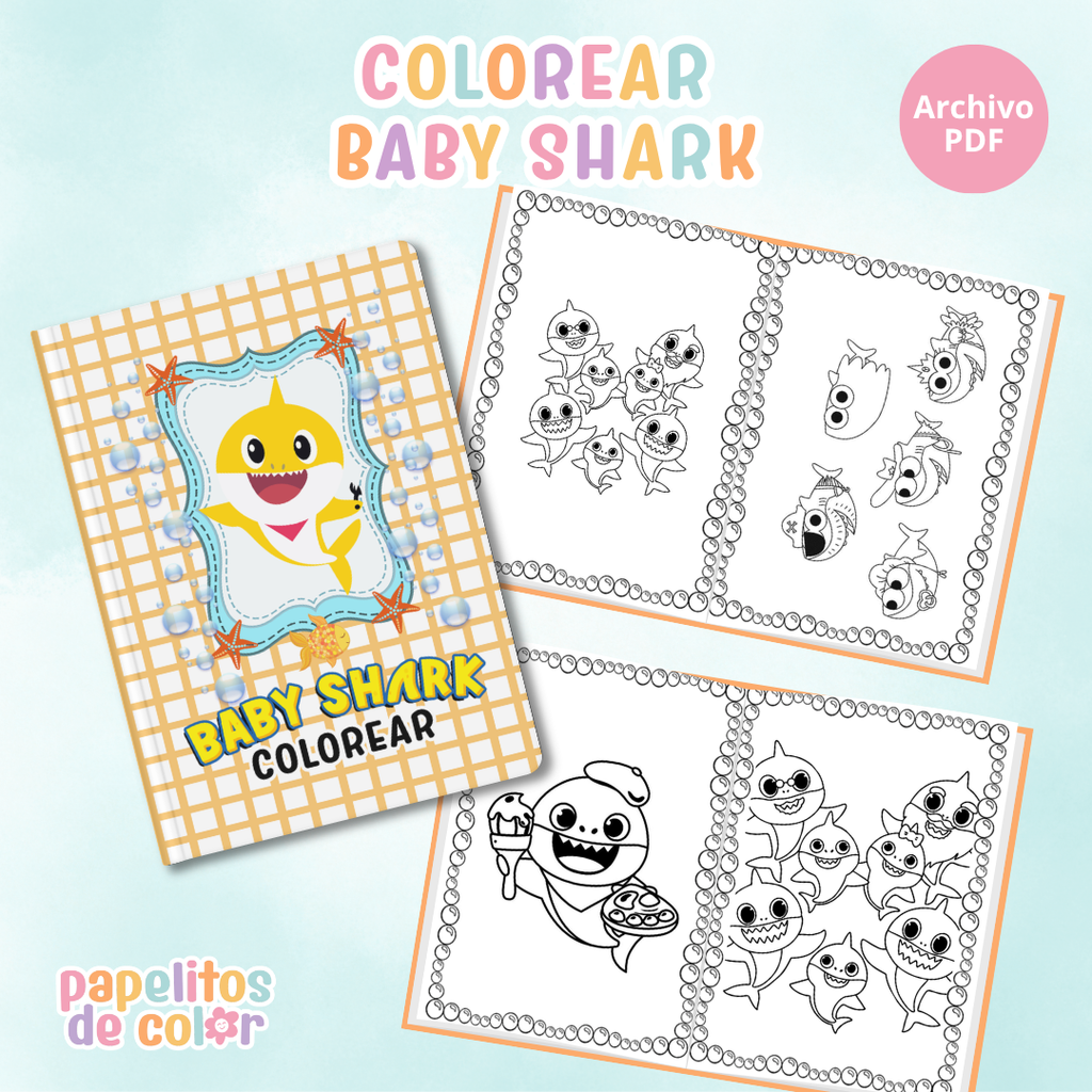 🎨 Libritos para Colorear A6 – Baby Shark (Abrochados)