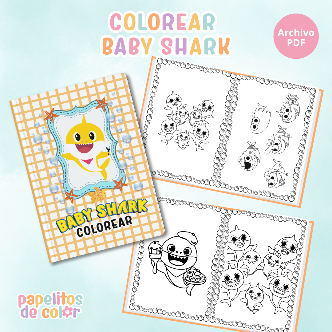 🎨 Libritos para Colorear A6 – Baby Shark (Abrochados)