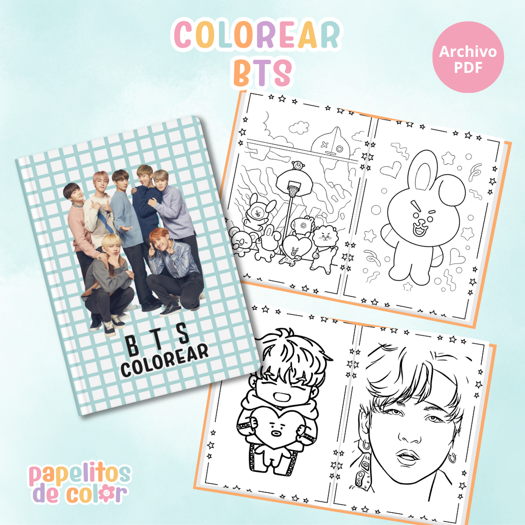 🎤 Libritos para Colorear A6 – BTS (Abrochados)