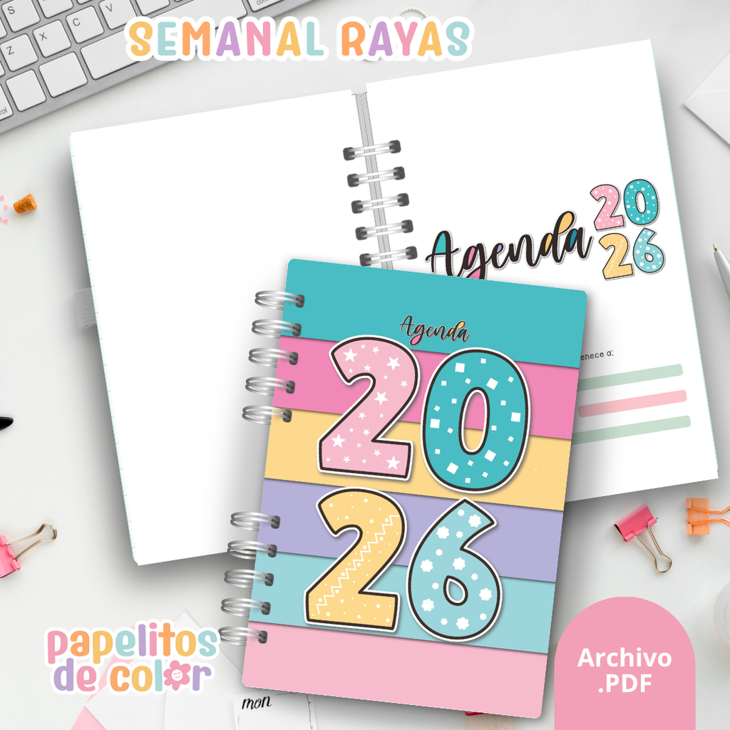 📔 Agenda Semanal Rayas 2026  ✨