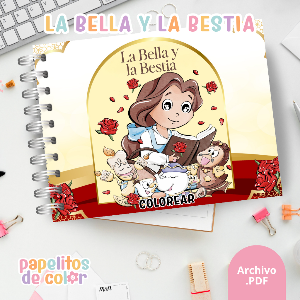 🌹 Libro para pintar La Bella y la Bestia 🌹
