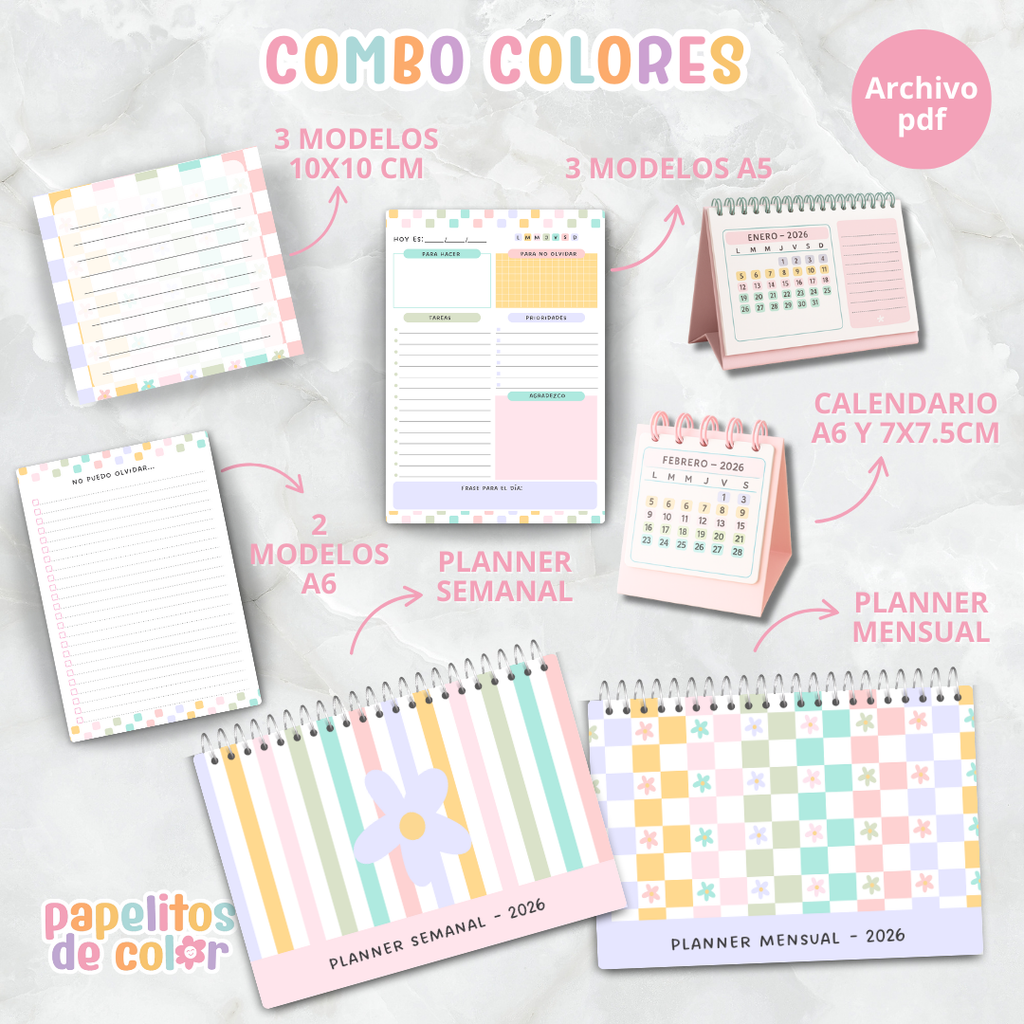 🌈 Combo Colores – Papelería Creativa 2026 🌈