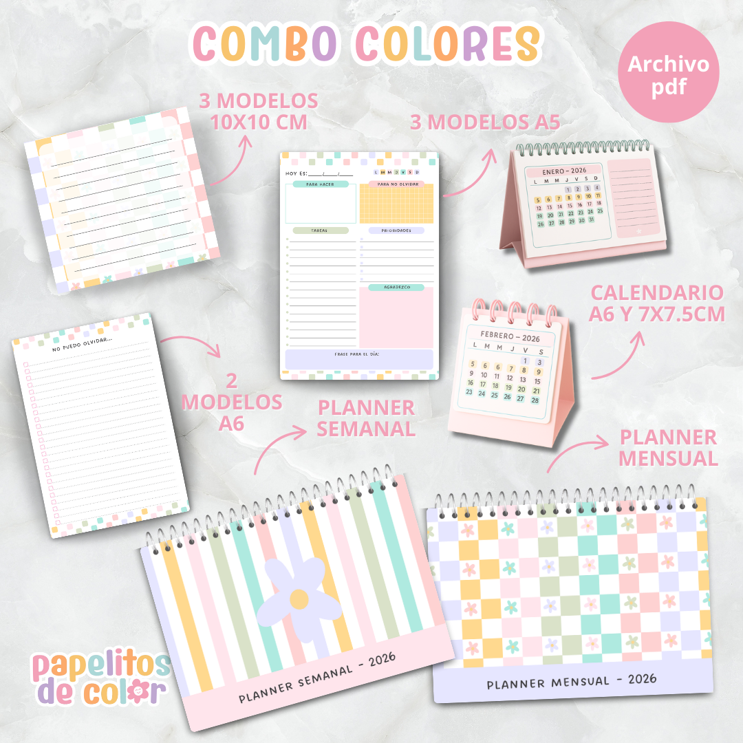🌈 Combo Colores – Papelería Creativa 2026 🌈