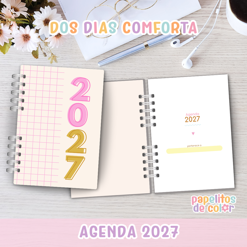 🌿✨ Agenda Comforta – 2 Días por Página 2027  📖💛