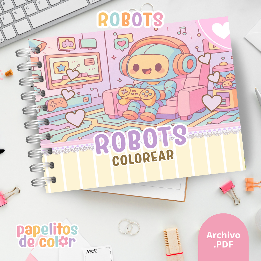 🤖🎶 Libro para pintar Robots ⚙️🎨