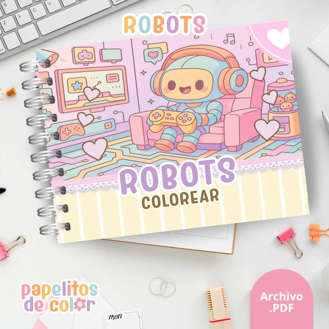 🤖🎶 Libro para pintar Robots ⚙️🎨