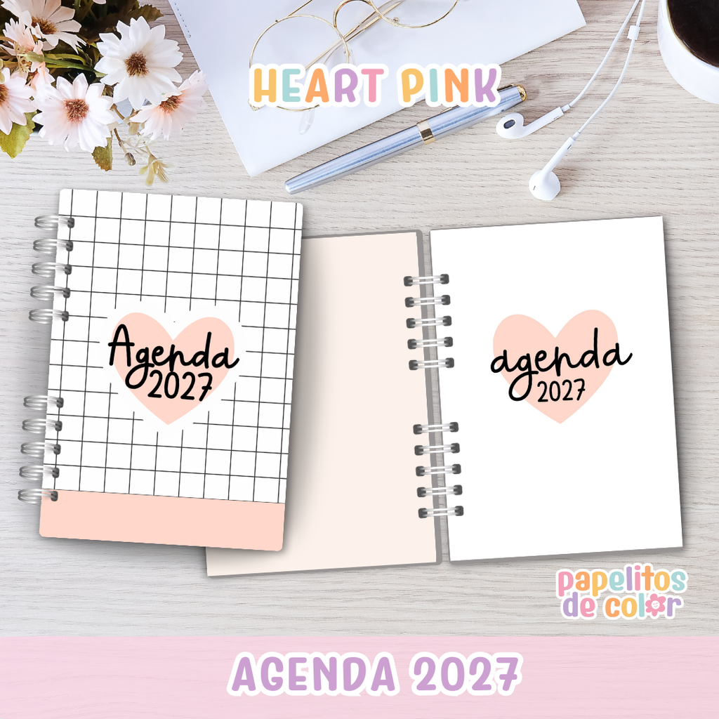 Agenda Pink Hearts 2027 💖✨