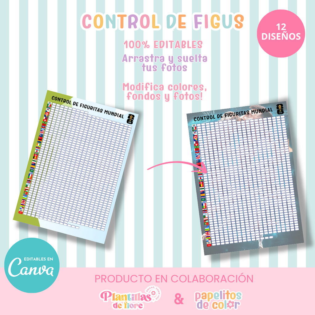 ⚽📋 Control de Figuritas Álbum Panini – Editables en Canva ✨🎨