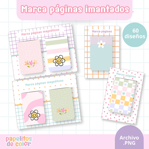 60 Marcapáginas + Bases para Exhibir 💕