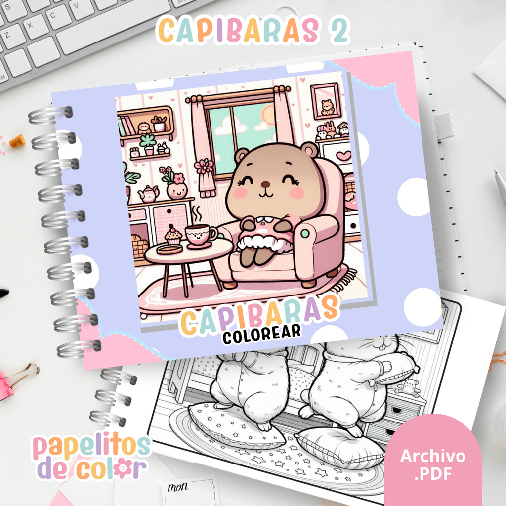 🦫 Libro para Pintar Capibaras Vol. 2  🎨✨