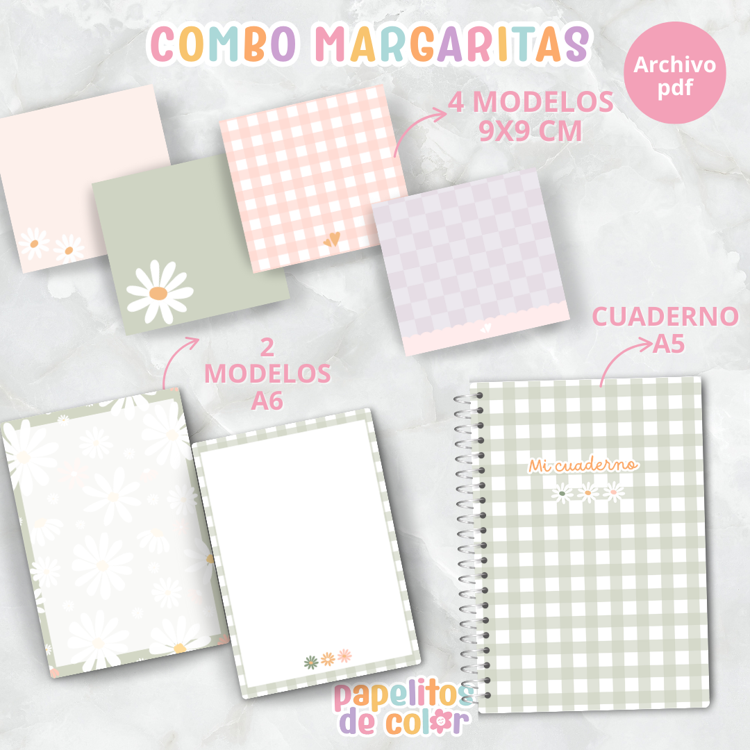Combo Margaritas – Pack de papelería 🌼✨