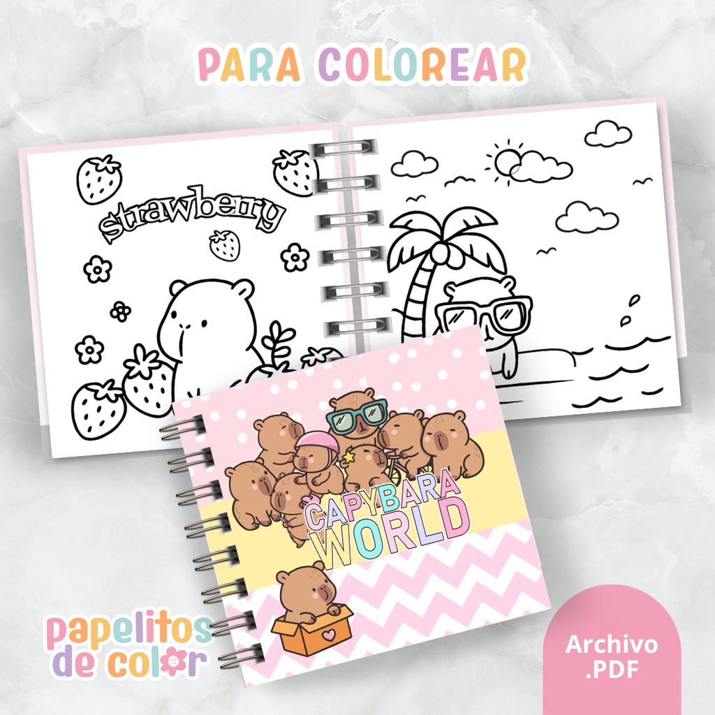 🎨 Libro para Pintar Capibaras (100 Hojas)