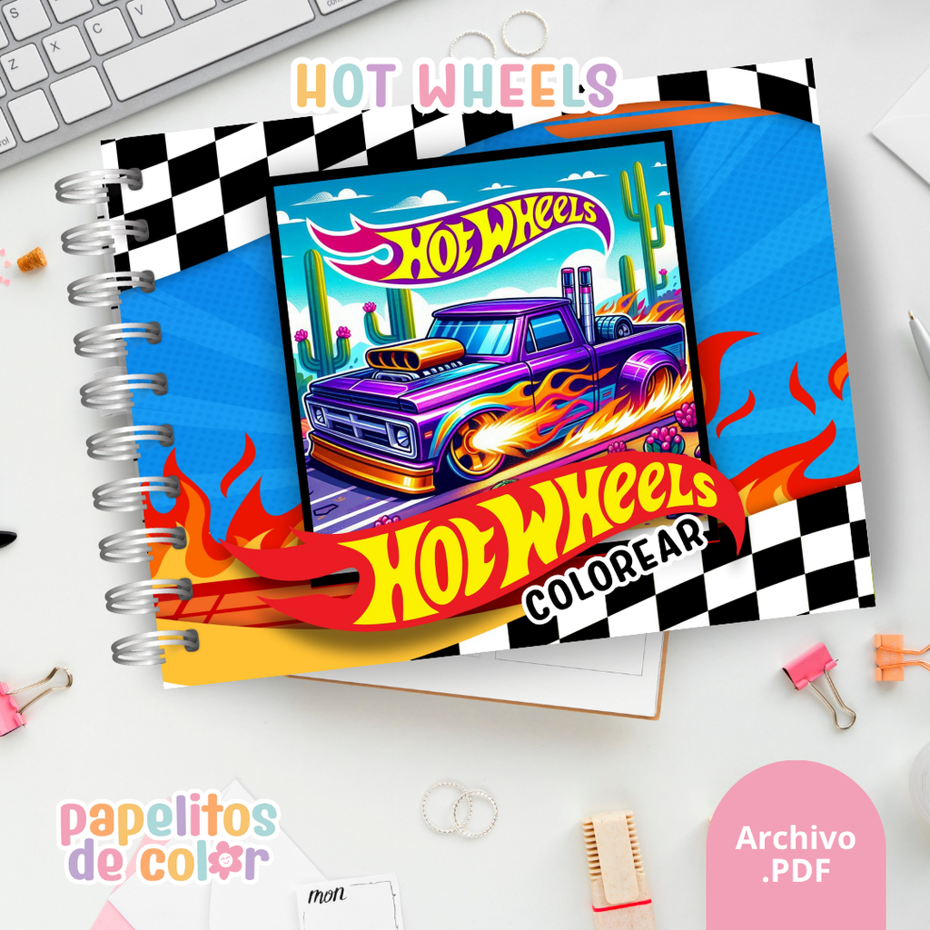 🏎️🔥 Cuaderno para pintar Hot Wheels 🔥🏎️