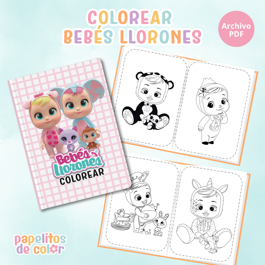 🎨 Libritos para Colorear A6 – Bebés Llorones (Abrochados)
